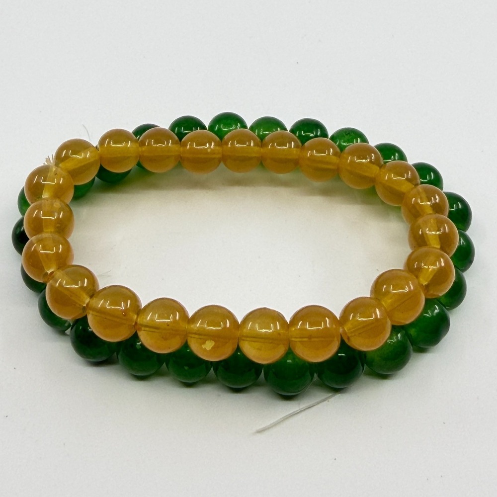 Vibrant Green & Yellow Stackable Bead Bracelet Set - Boho Jewelry Gift